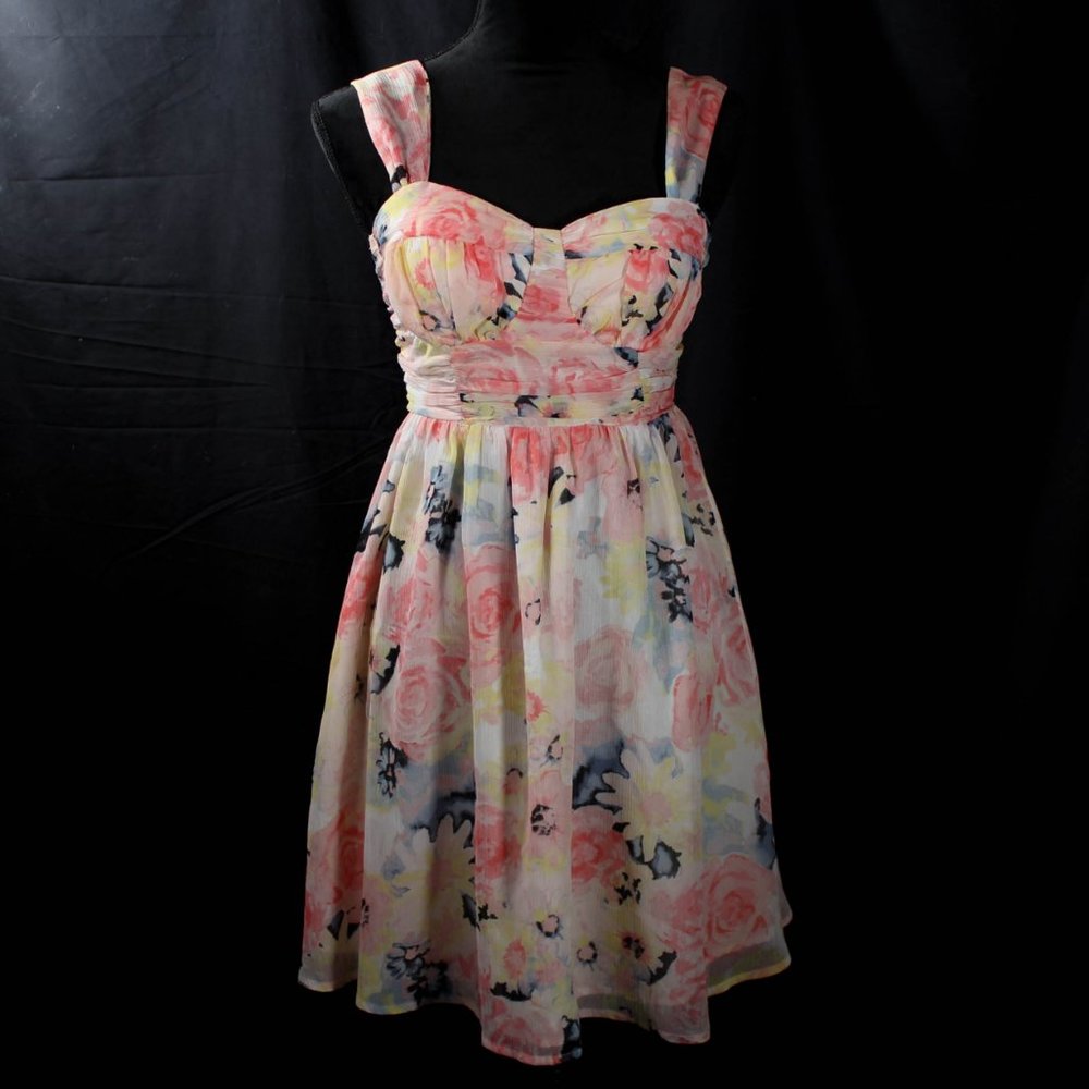 SOLD 1990s Floral Pinup Style Dress Juniors Size Medium - Picture 3 of 8